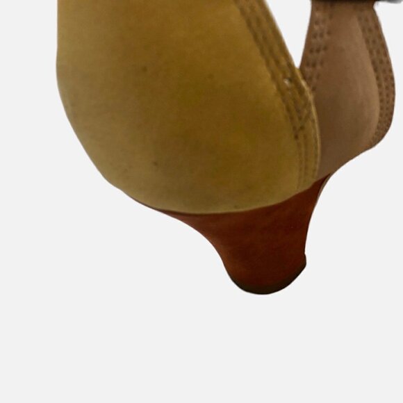 2013 Miss L Fire Parade Mocha Mousse Yellow Caramel Ribbon Lace-Up Suede Pumps - Picture 8 of 8